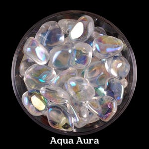 Aqua Aura Quartz Tumbled Stone, Iridescent Blue Crystal For Peace And Communication image 1