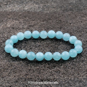 Aquamarine Bracelet, Aquamarine Bracelet 8 mm Beads, Aquamarine, Bracelets, Blue  Aquamarine Gemstone Bracelet, Crystals, Beaded Bracelet