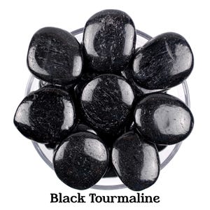 Black Tourmaline Palm Stone, Large Protection Stone, Natural Schorl Worry Stone image 1