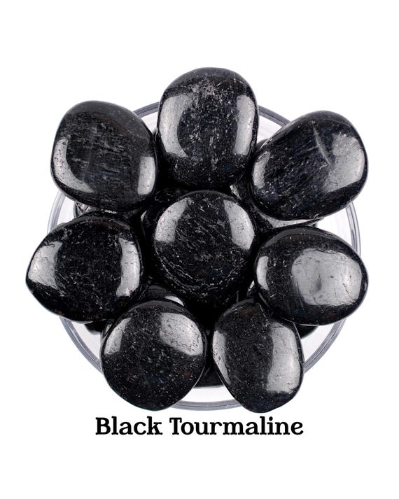 Black Tourmaline Palm Stone, Large Protection Stone, Natural Schorl Worry Stone
