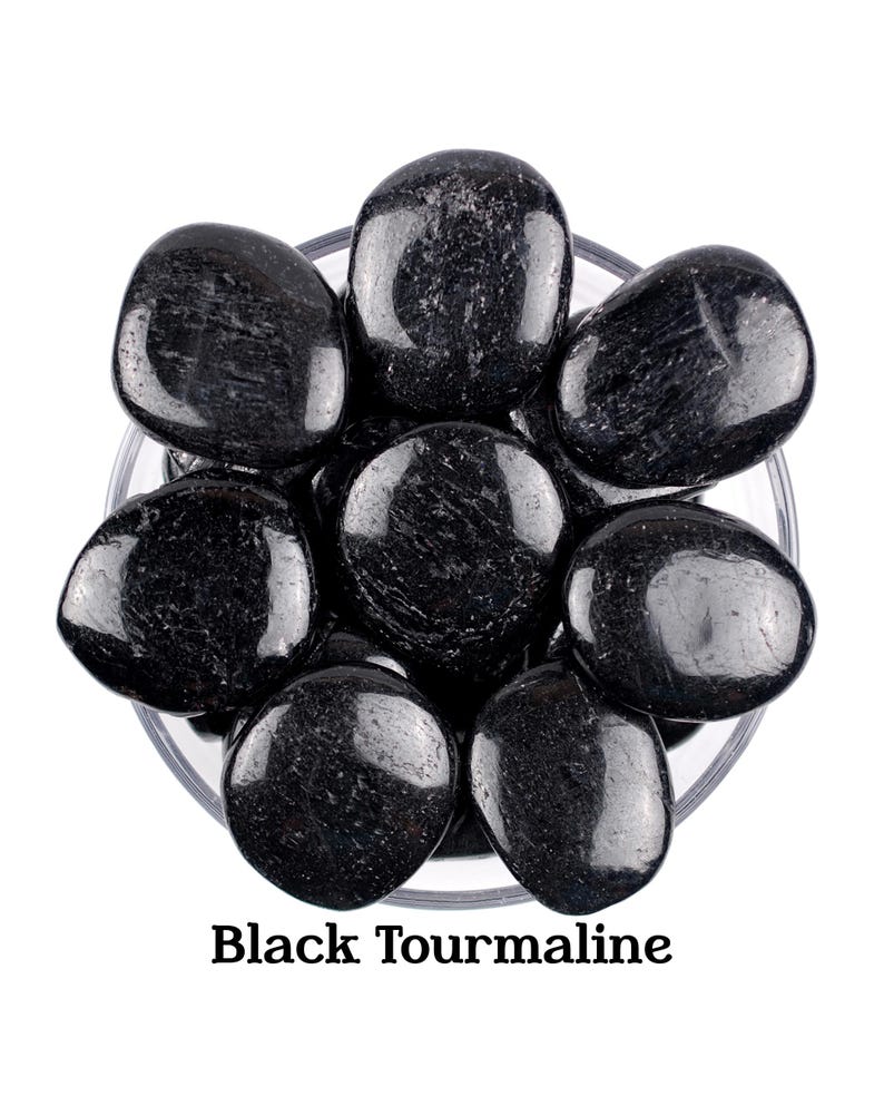 Black Tourmaline Palm Stone, Large Protection Stone, Natural Schorl Worry Stone image 1