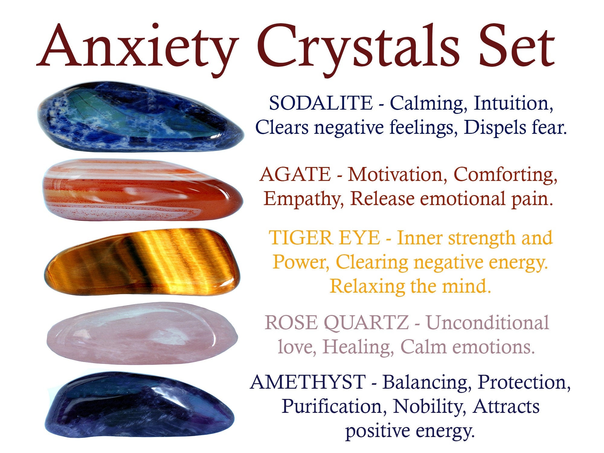 Crystals For Anxiety Anxiety Crystals Set Anxiety Crystals Etsy