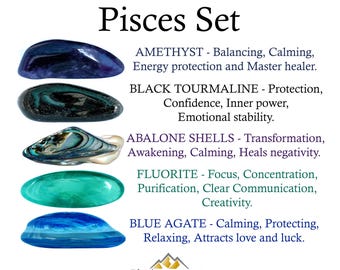 Pisces Crystal Set, Pisces Crystal Set, Kristalle für Pisces, Kristalle der Fische, Pisces, Kristalle, Geschenke, Sternzeichen, metaphysische Kristalle