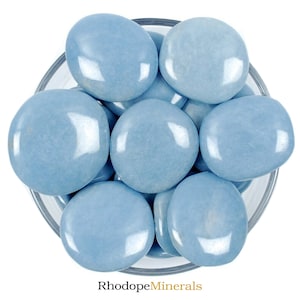 Angelite Palm Stone, Angelite, Smooth Stones, Palm Stones, Stones, Crystals, Rocks, Gifts, Gemstones, Gems, Zodiac Crystals, Healing Crystal