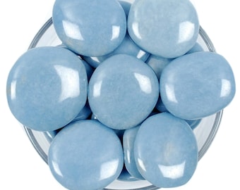 Angelite Palm Stone, Angelite, Smooth Stones, Palm Stones, Stones, Crystals, Rocks, Gifts, Gemstones, Gems, Zodiac Crystals, Healing Crystal
