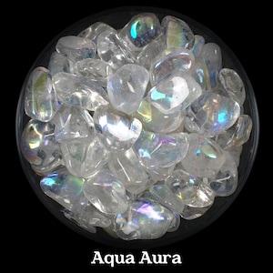 Aqua Aura Quartz Tumbled Stone, Iridescent Blue Crystal For Peace And Communication Gift image 1
