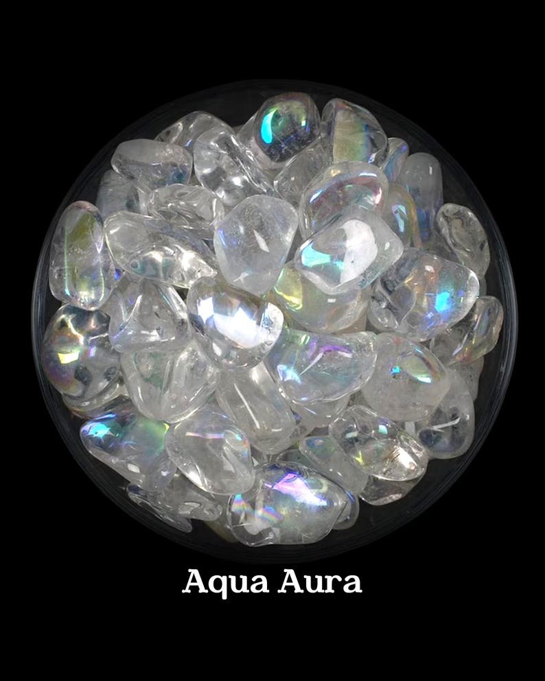 Aqua Aura Quartz Tumbled Stone, Iridescent Blue Crystal For Peace And Communication Gift image 1