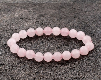 Rose Quartz Bracelet, Rose Quartz Bracelet 8 mm Beads, Rose Quartz, Bracelets, Metaphysical Crystals, Stones, Crystals, Rocks, Gifts, Gems