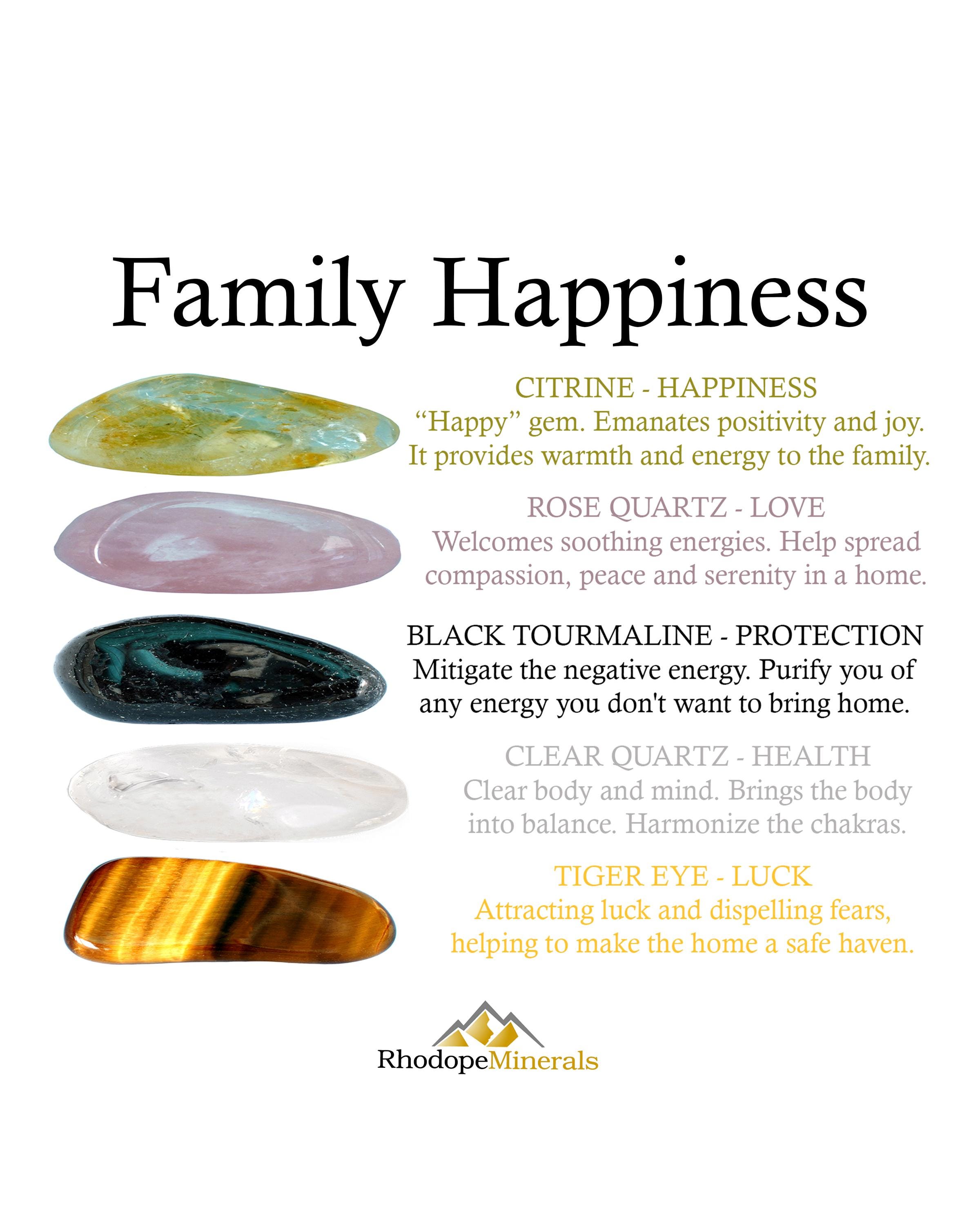 Family Happiness Crystal Set, Harmony and Connection, Gift for
