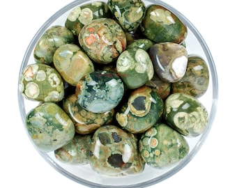 Rainforest Rhyolite Tumbled Stone, Gift For Crystal Lovers, Natural Green Earthy Healing Gemstone