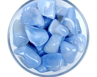 Blue Chalcedony Tumbled Stone, Natural Calm And Diplomacy, Altar Ritual Gem