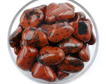 Pierre roulée en acajou et obsidienne, protection et mise à la terre, gemme de chakra racine