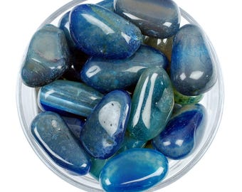 Blue Agate Tumbled Stone, Polished Sky Blue Crystal, Serenity And Altar Ritual Gem