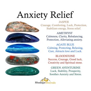 Conjunto de cristales para aliviar la ansiedad, calma y paz, regalo para amantes de los cristales, piedras preciosas curativas. imagen 1