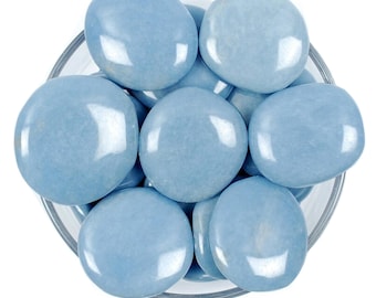 Angelite Palm Stone, Angelite, Smooth Stones, Palm Stones, Stones, Crystals, Rocks, Gifts, Gemstones, Gems, Zodiac Crystals, Healing Crystal