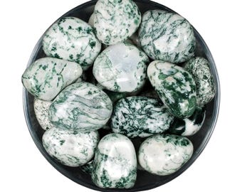 Dendritic Agate Tumbled Stone, Tree Agate Crystal, Abundance And Altar Ritual Gem