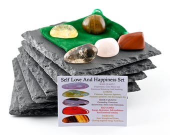 Self Love and Happiness Crystal Set, Joy and Care, Gift for