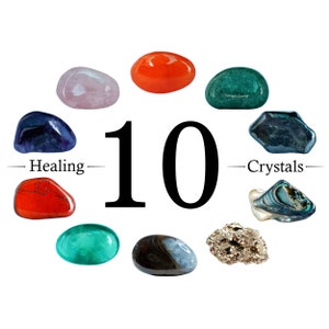 Juego de 10 cristales curativos, kit de cristales, cristales curativos, cristales metafísicos, cristales, regalos, piedras, gemas, caja de regalo 1