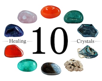 Set of 10 Healing Crystals, Best Collection, Gift For Crystal Lovers, Meditation And Wellness Kit, Natural Gemstones Box, Gift Ready 1