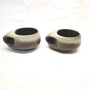 2 TAMAC Pottery Frosty Fudge BBQ-koppar Muggar Perry Oklahoma Handled Soup Vintage