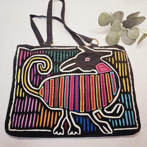 Panama Mola Purse - Etsy Vtg Mola Patchwork Bird Folk Art Tote Bag - Panama Colorful Appliqué Embroidered main image 0