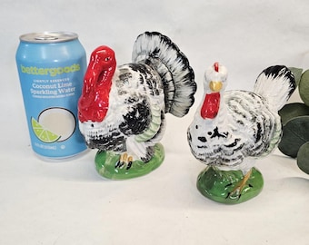 Large Vintage Thanksgiving Turkey Salt & Pepper Shakers Male Female Japan MCM