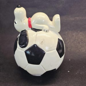 Vintage 1966 Snoopy Soccer Bank, Piggy Bank, Peanuts Collectibles