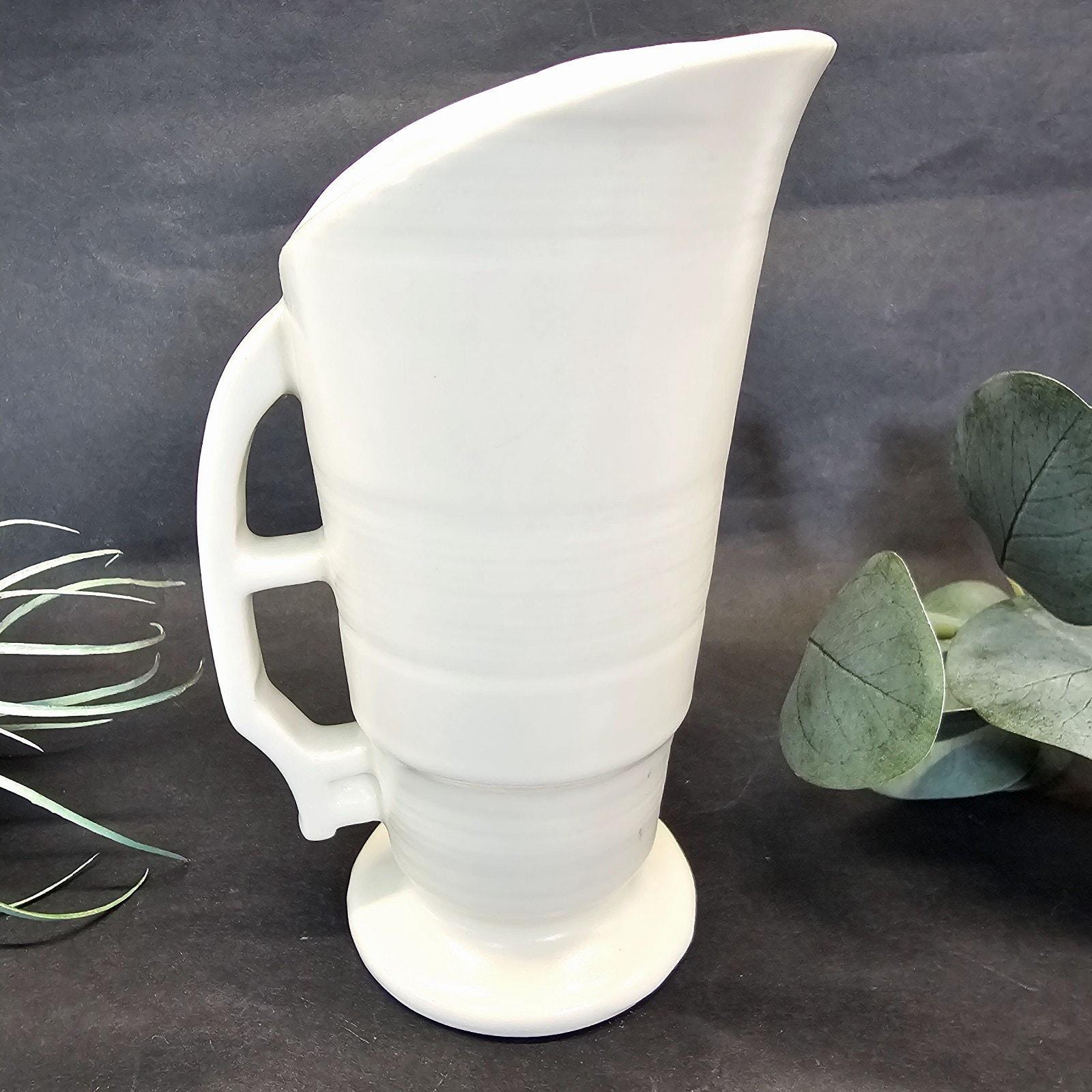 MCM Shawnee Pottery Cream Ivory Ceramic Vase Pitcher Mug 6.5” H 3” Art Deco