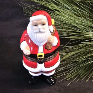 Kerstman Snuisterijdoos porselein 3,5&quot; kerstman scharnierende vintage kerstdoos
