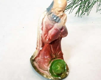 Vintage OLD antique Chalkware Nativity Manger Creche Figure Shepherd Boy Shepard
