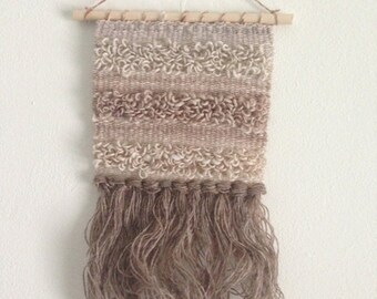 Woven wall hanging // pale neutral gradient // 8"x11"