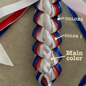 Custom Graduation Ribbon Lei - choose your colors! Base color with Metallic edged ribbons