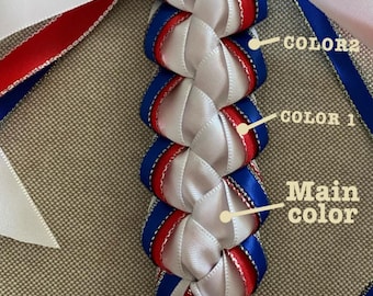 Custom Graduation Ribbon Lei - choose your colors! Base color with Metallic edged ribbons