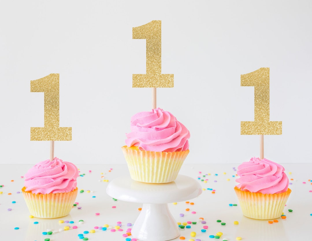 Glitter 1st Birthday Cupcake Topper Glitter Birthday Cupcake Topper Any ...