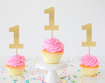 Glitter 1st Birthday Cupcake Topper Glitter Birthday Cupcake Topper Any Number Cupcake Topper