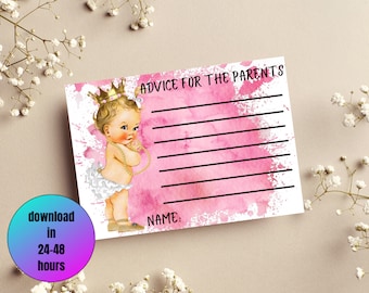 Tarjeta de consejos de baby shower imprimible Tarjeta de consejos de baby shower digital personalizada