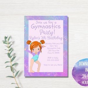 Gymnastics Birthday Invitation Gymnast Birthday Invitation Printable Gymnastics Birthday Invitation Digital Gymnastics Kids Birthday Invite