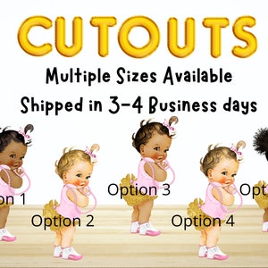 Baby Shower Centerpiece Cutouts African American Caucasian Baby Girl Centerpiece Cutout Baby Shower Centerpiece favors