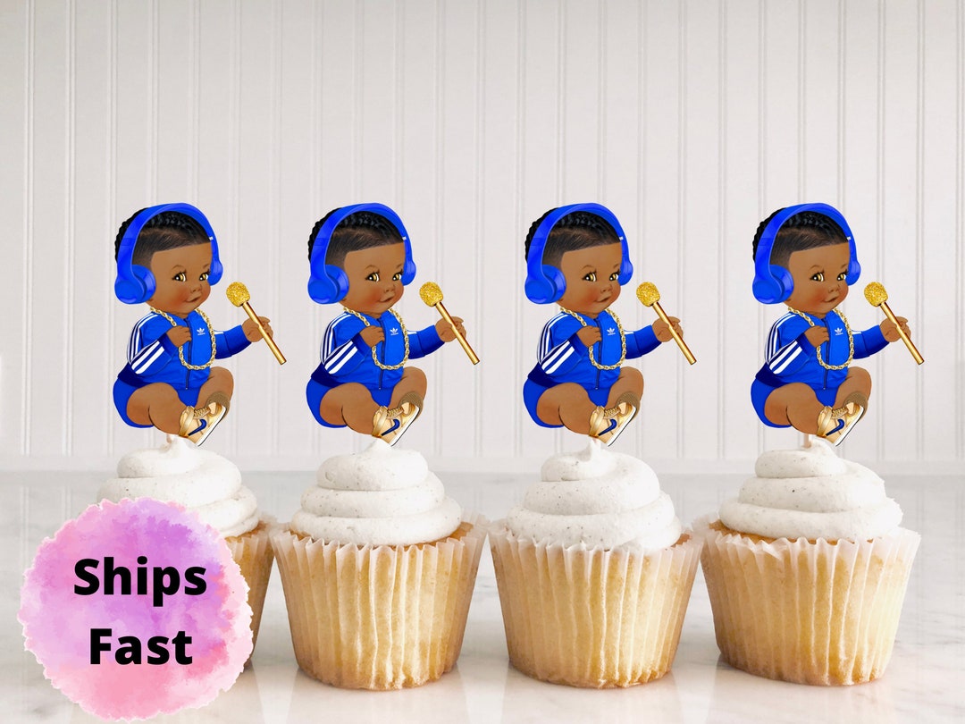 DJ Baby Shower Cupcake Toppers African American Boy DJ Baby Shower Cake