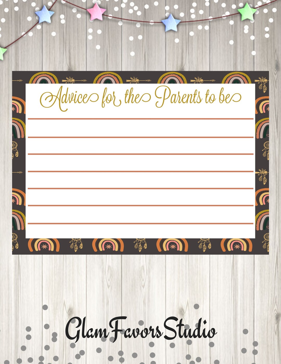 Boho Rainbow Advice Card Custom Advice Card Baby Shower Advice Card