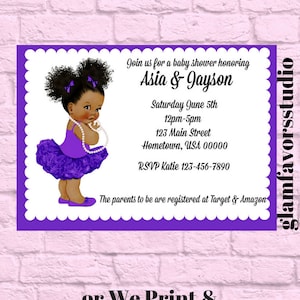 Printable Baby Shower Invitation African American Princess Caucasian Princess