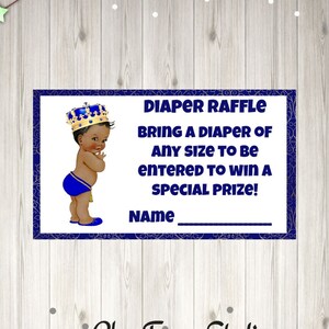 Diaper Raffle Tickets Baby Shower Game Blue and Gold Prince Baby Shower Diaper Raffle Tickets