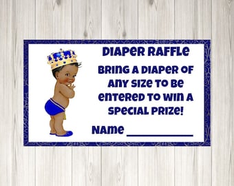 Diaper Raffle Tickets Baby Shower Game Blue and Gold Prince Baby Shower Diaper Raffle Tickets