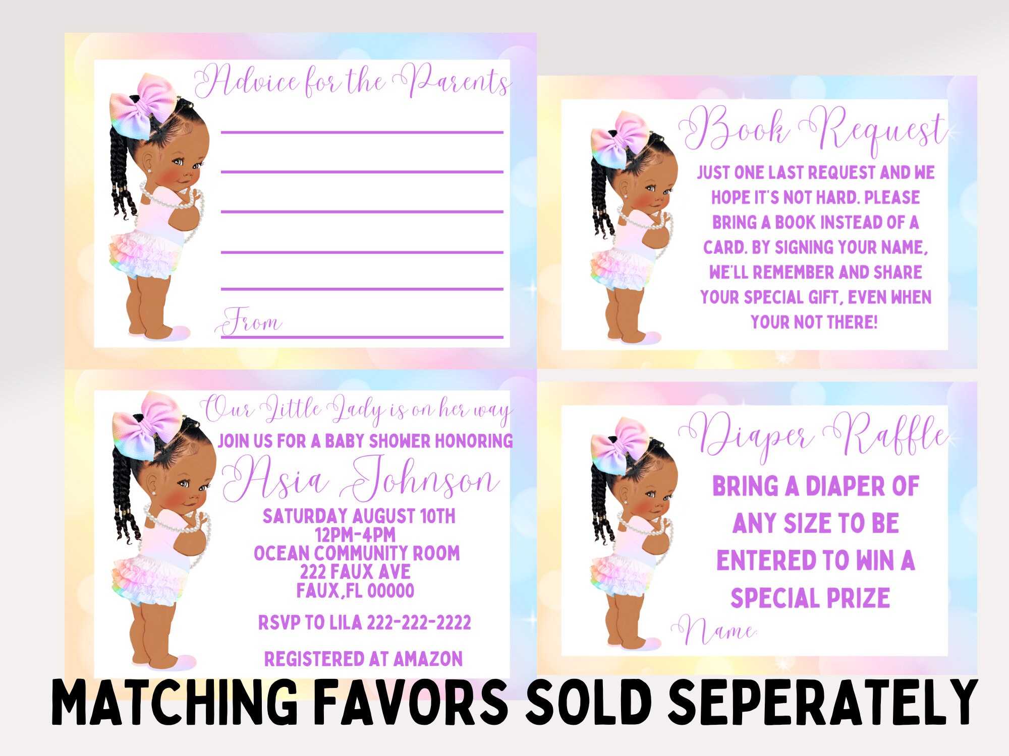Afrocentric Raffle Diaper Raffle Ticket African American Rainbow Diaper Raffle Ticket Baby ...