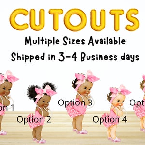 Baby Shower Centerpiece Cutouts African American Caucasian Baby Girl Centerpiece Cutout Baby Shower Centerpiece favors