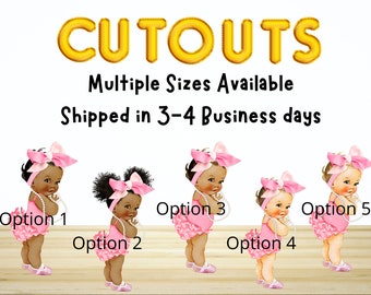 Baby Shower Centerpiece Cutouts African American Caucasian Baby Girl Centerpiece Cutout Baby Shower Centerpiece favors