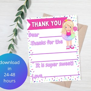 Printable Kids Birthday Thank You Card Digital Kids Birthday Thank you Card Kids Thank you card