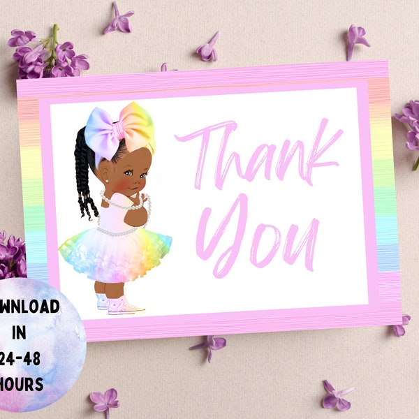Virtuele BabyShower Dank u Kaart Digitale Pastel Regenboog Dank u Kaart Baby Douche Dank u Kaart