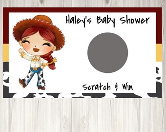 Custom Baby Shower Scratch off Ticket Watercolor Cowgirl Custom Scratch off Ticket Personalized Scratch off Ticket Cowgirl Baby Shower