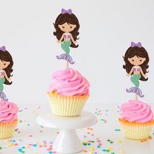 Mermaid Cupcake Toppers Mermaid Cake Toppers Kids Birthday Cake Toppers Kids Birthday Cupcake toppers